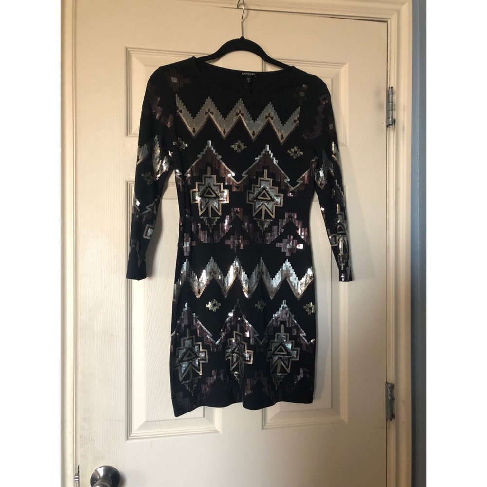 Black mini sequins dress